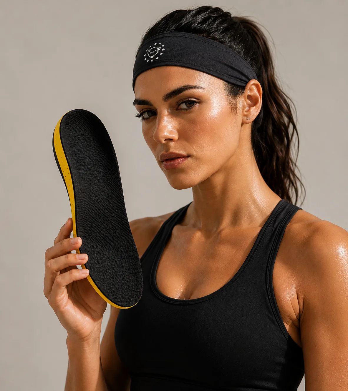 Athlete wearing TNAAS insoles during hybrid gym training